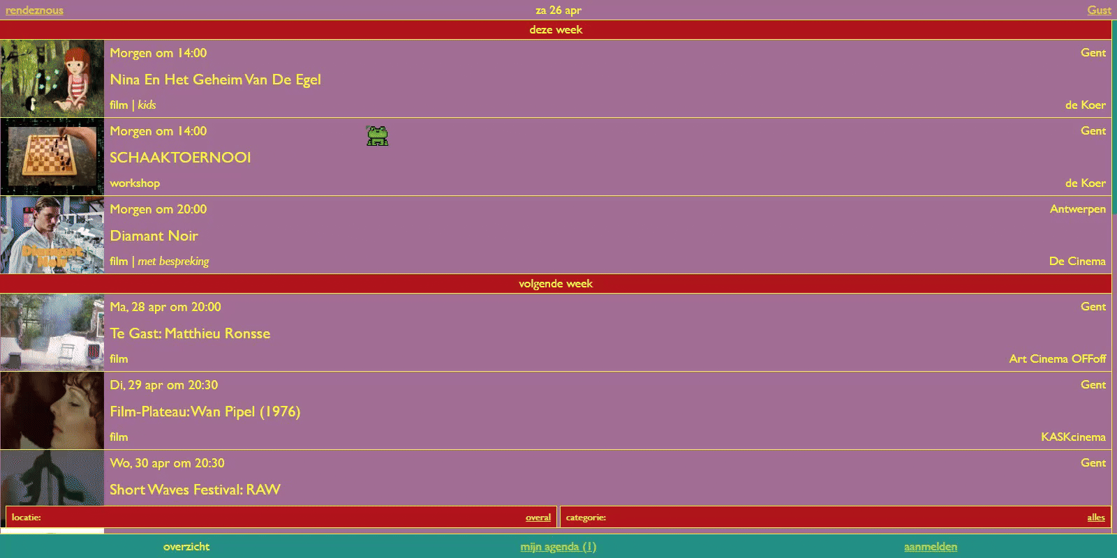 Screenshot van de website www.rendeznous.be